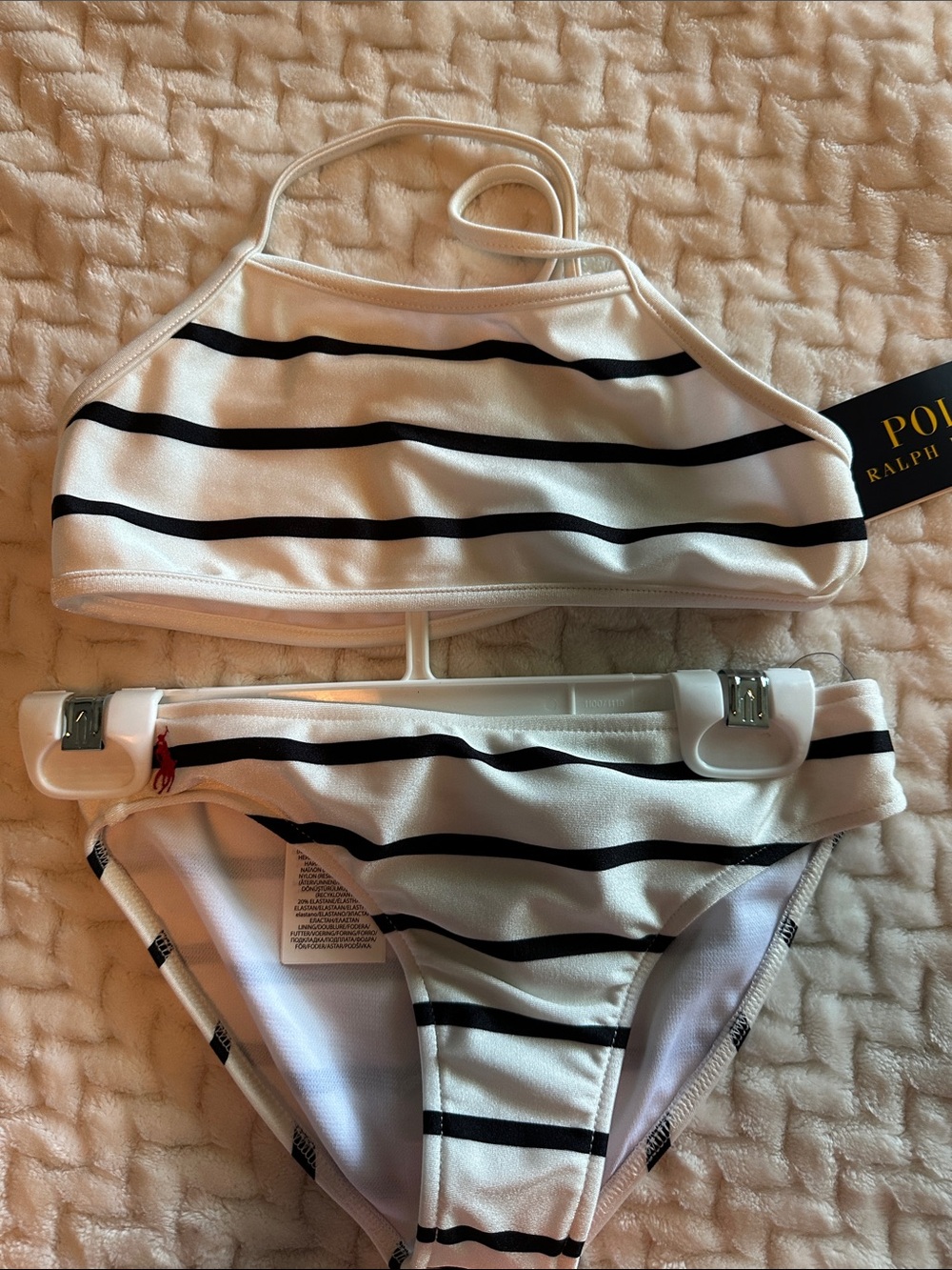Polo by Ralph Lauren White and Black Striped Girls' Bikini Set